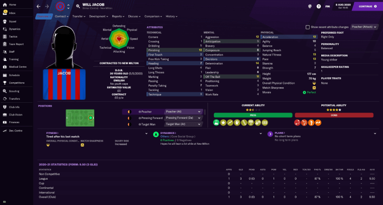 Football Manager 2021 player profile Will Jacob